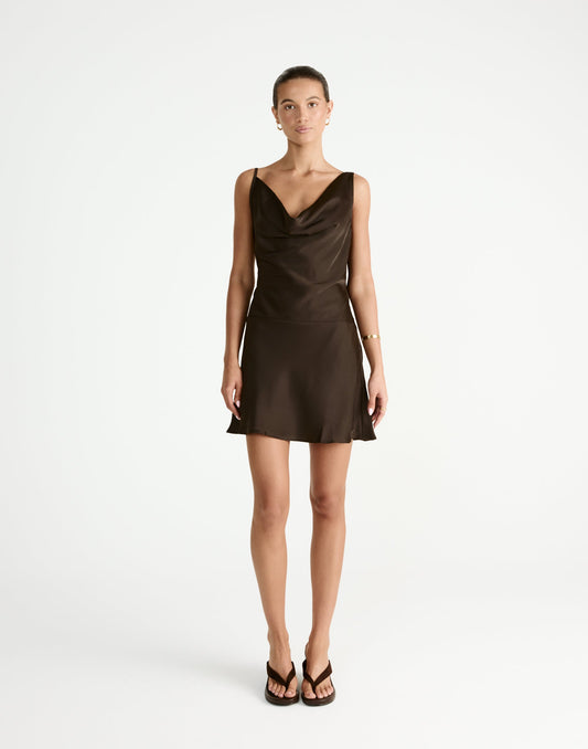Adley Mini Dress (Chocolate)