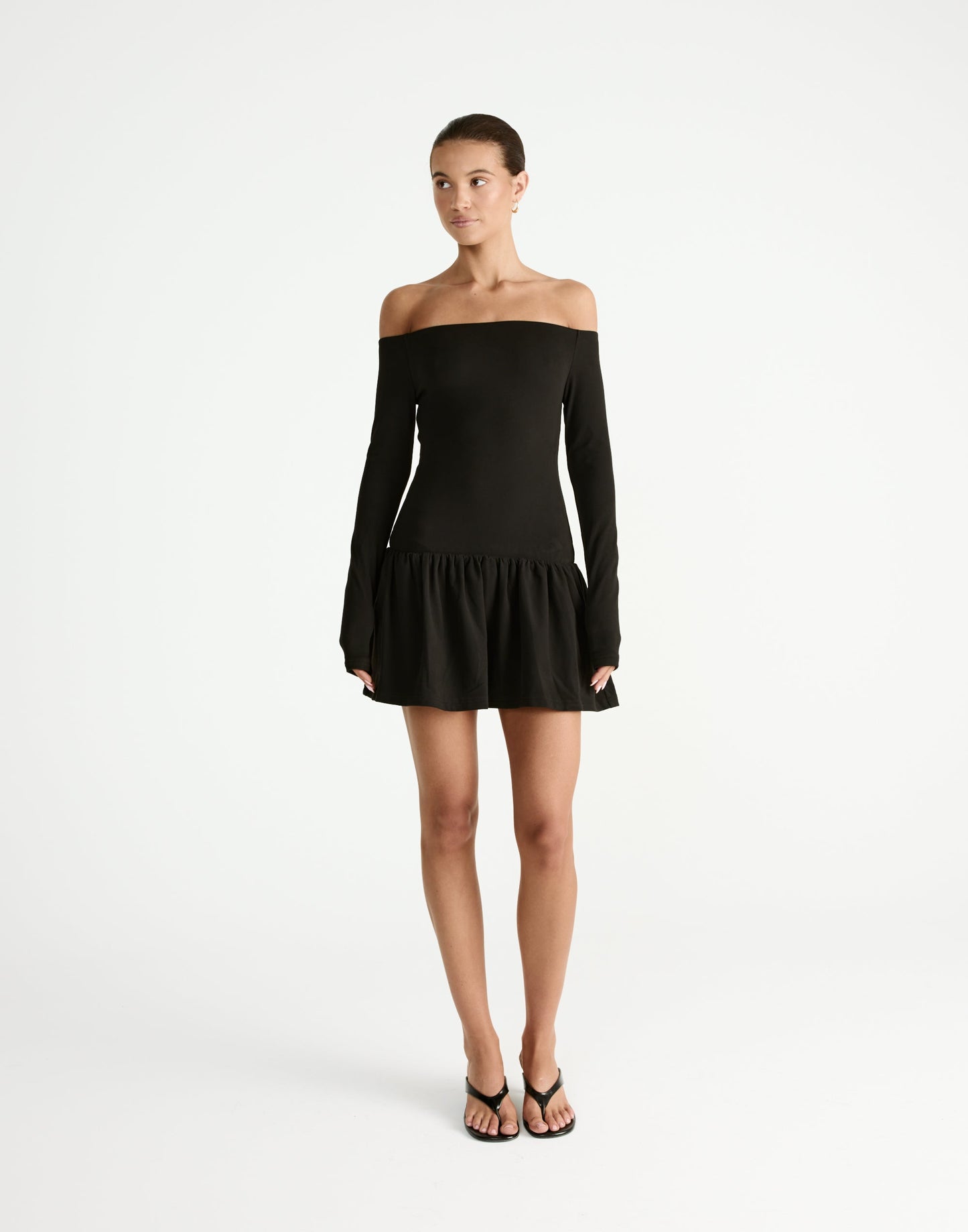 Yanna Long Sleeve Mini Dress (Black)