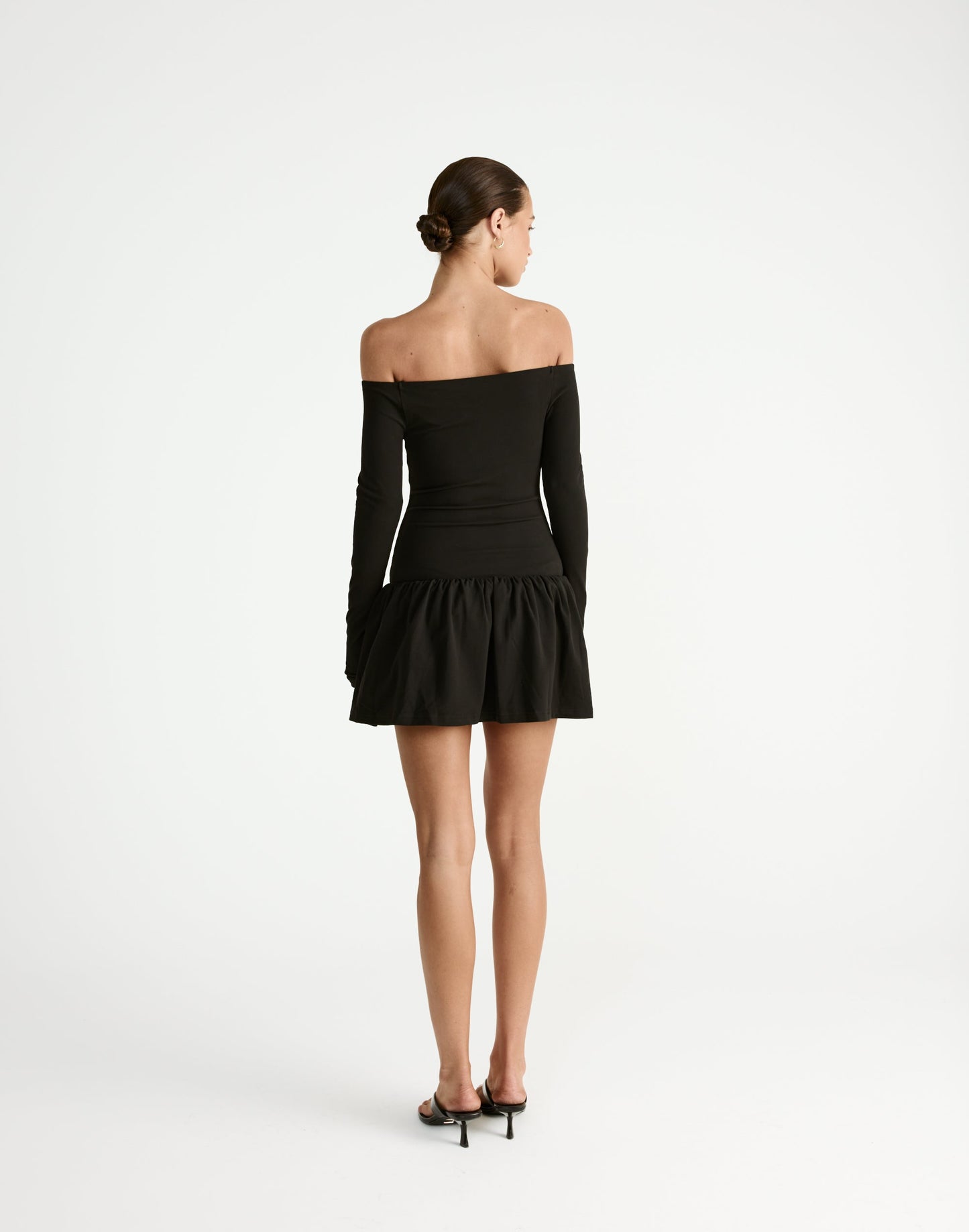 Yanna Long Sleeve Mini Dress (Black)