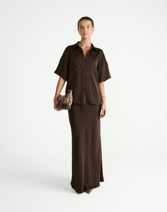 Morena Maxi Skirt (Chocolate)