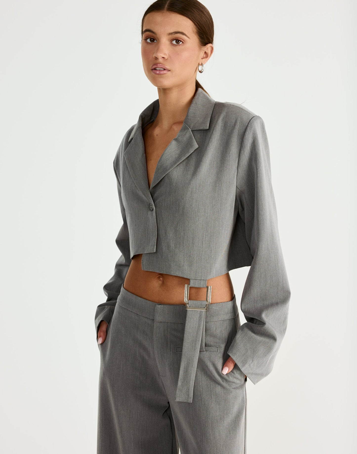 Reed Cropped Blazer (Grey)
