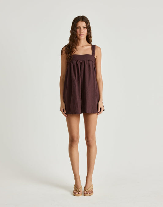 Sutton Mini Dress (Dark Mahogany)
