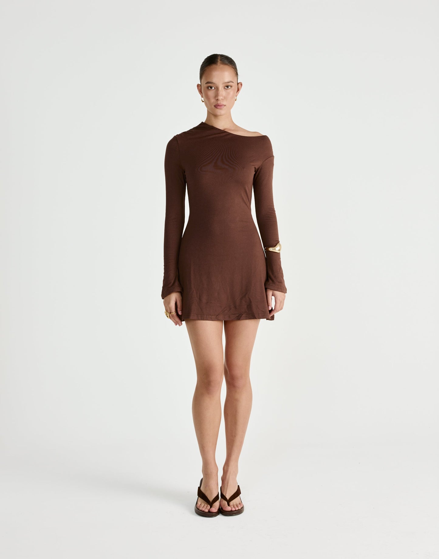 Ozias Long Sleeve Mini Dress (Chocolate)