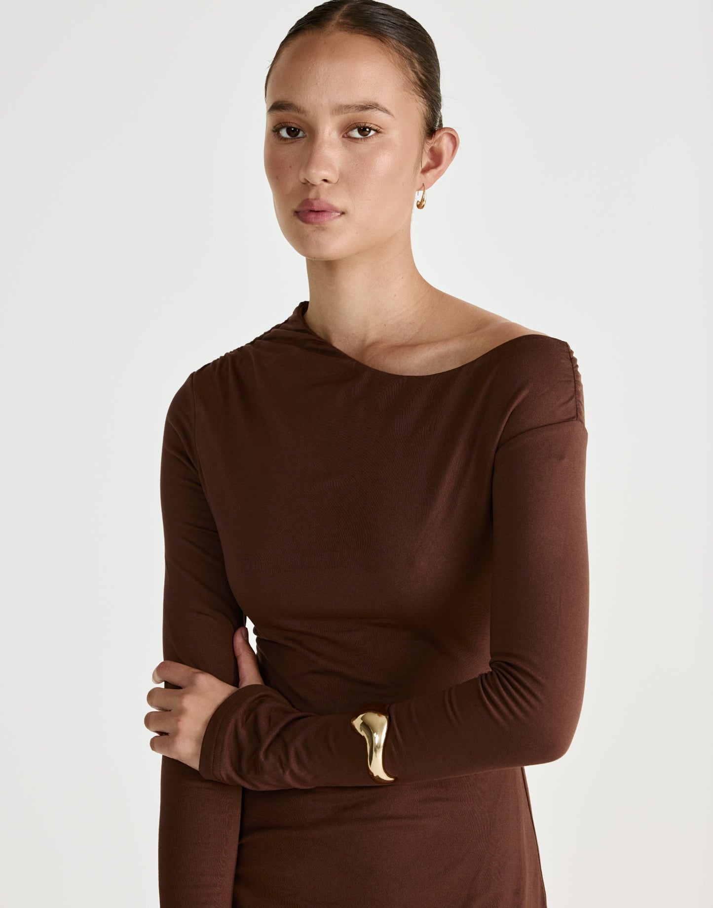 Ozias Long Sleeve Mini Dress (Chocolate)