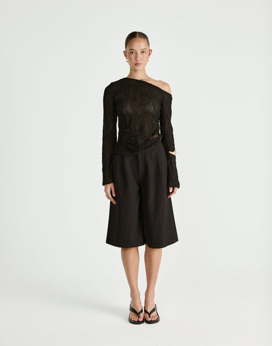 Abril Long Sleeve Top (Black)