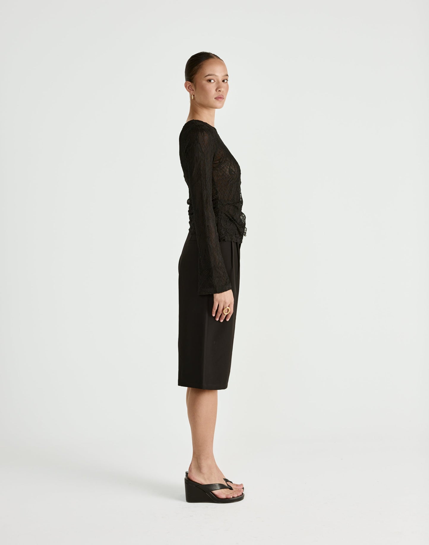 Abril Long Sleeve Top (Black)