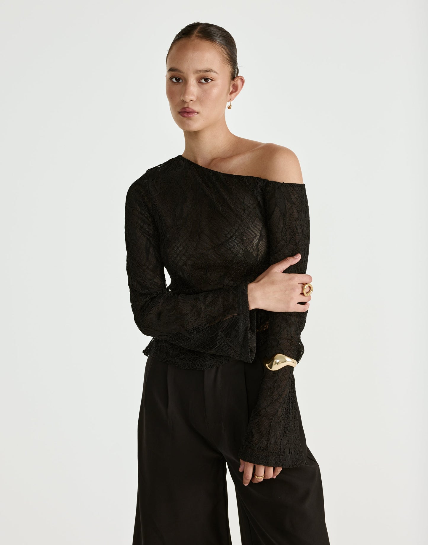 Abril Long Sleeve Top (Black)