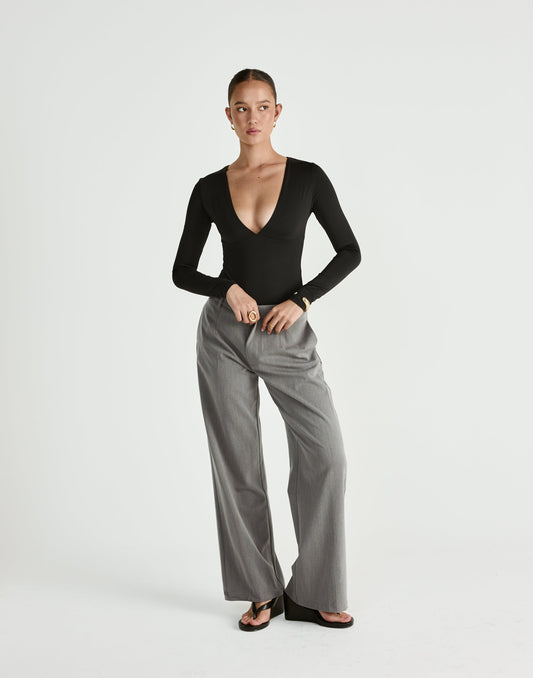 Landry Long Sleeve Bodysuit (Black)