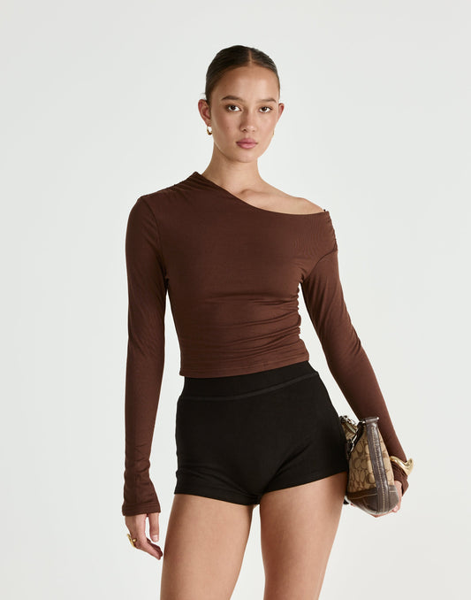 Ozias Long Sleeve Top (Chocolate)