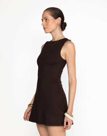 Edwards Mini Dress (Chocolate)