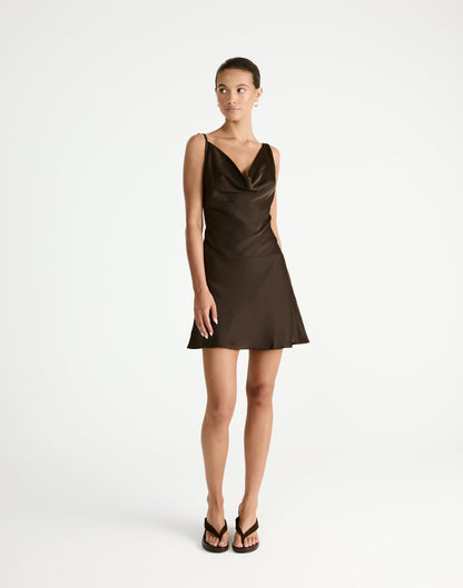 Adley Mini Dress (Chocolate)