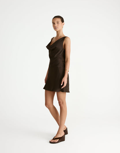 Adley Mini Dress (Chocolate)