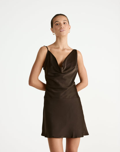 Adley Mini Dress (Chocolate)