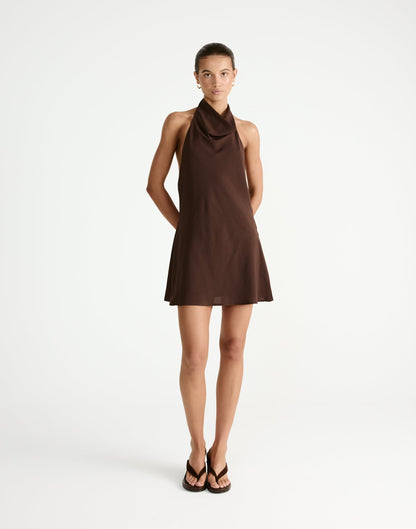 Flynn Mini Dress (Chocolate)