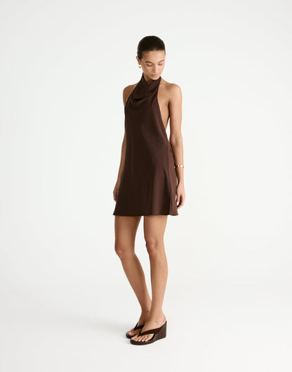 Flynn Mini Dress (Chocolate)