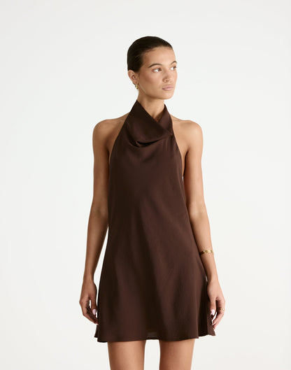 Flynn Mini Dress (Chocolate)