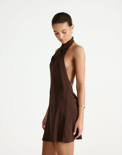 Flynn Mini Dress (Chocolate)