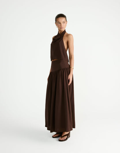 Flynn Maxi Skirt (Chocolate)
