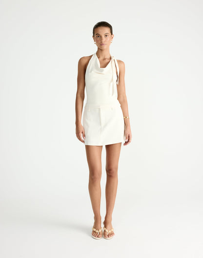 Roshan Mini Skirt (Oat)