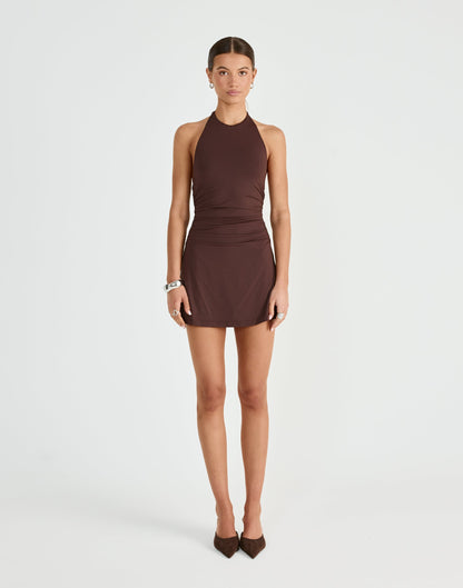 Callista Mini Dress (Chocolate)