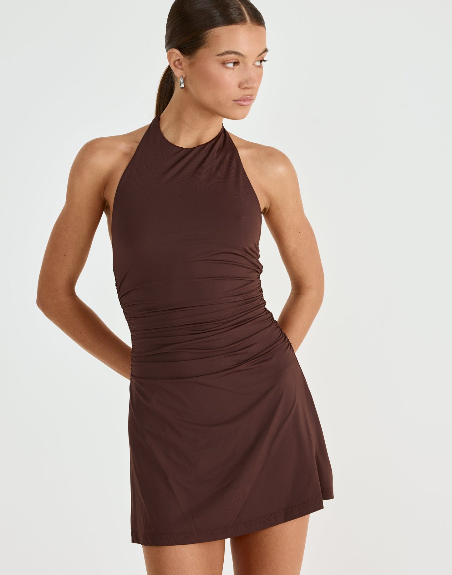 Callista Mini Dress (Chocolate)