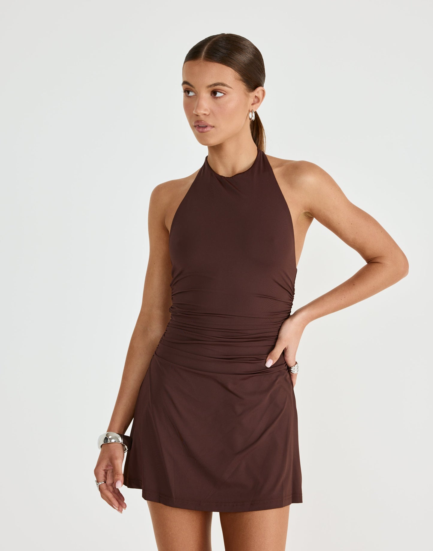Callista Mini Dress (Chocolate)