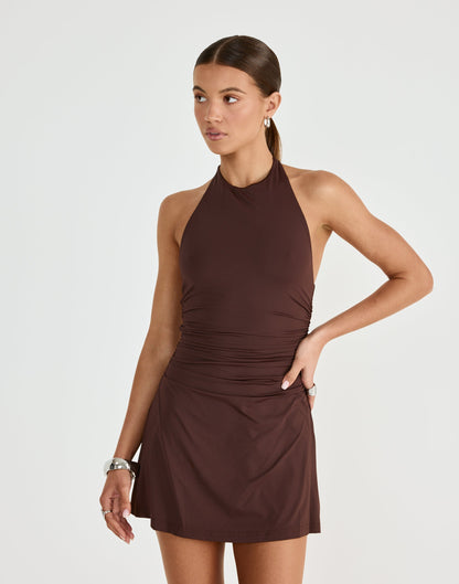Callista Mini Dress (Chocolate)