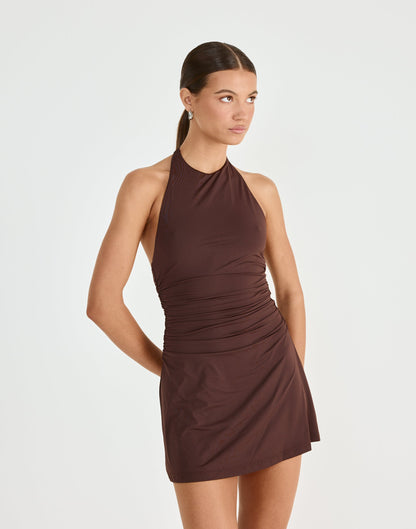 Callista Mini Dress (Chocolate)