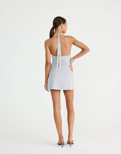 Callista Mini Dress (Smokey Blue)