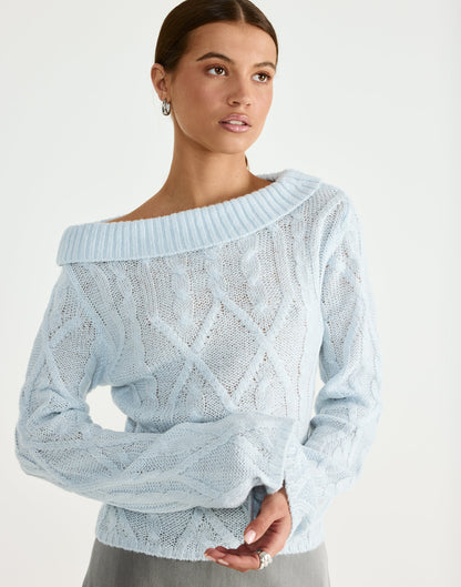Loch Long Sleeve Top (Baby Blue)