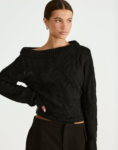 Loch Long Sleeve Top (Black)