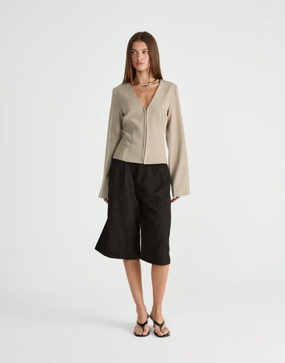 Norinne Long Sleeve Top (Pebble)