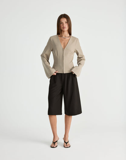 Norinne Long Sleeve Top (Pebble)