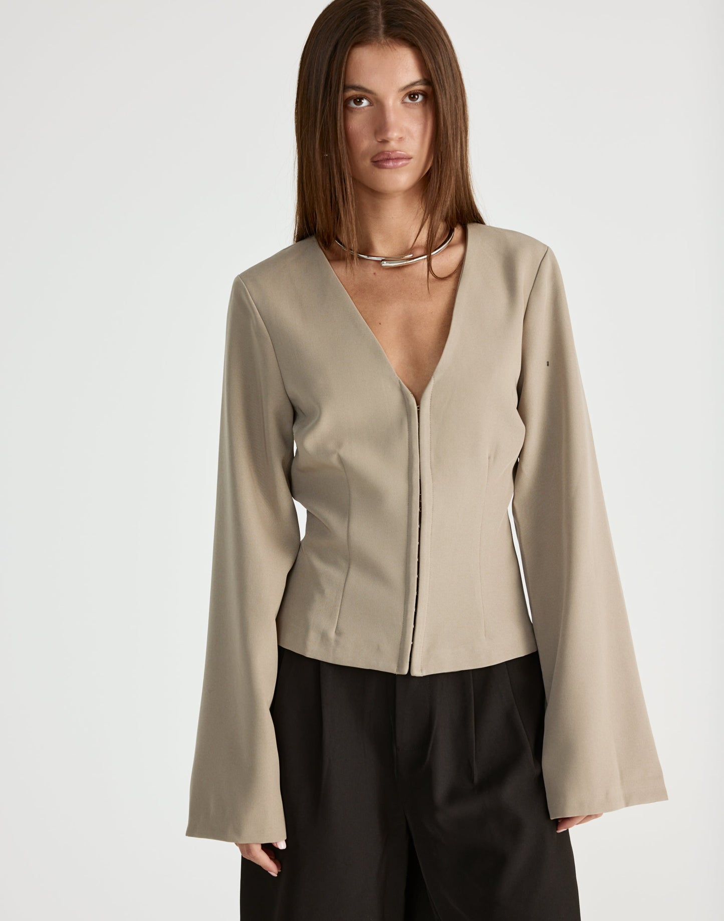 Norinne Long Sleeve Top (Pebble)