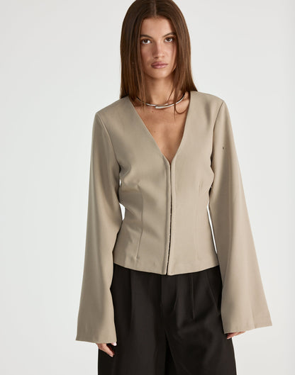 Norinne Long Sleeve Top (Pebble)