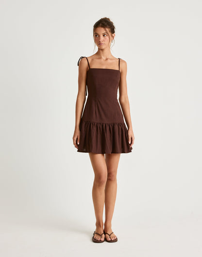 Hazel Mini Dress (Chocolate)