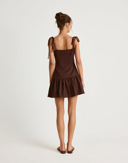 Hazel Mini Dress (Chocolate)