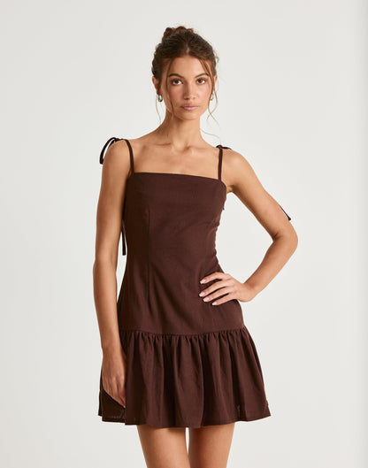 Hazel Mini Dress (Chocolate)