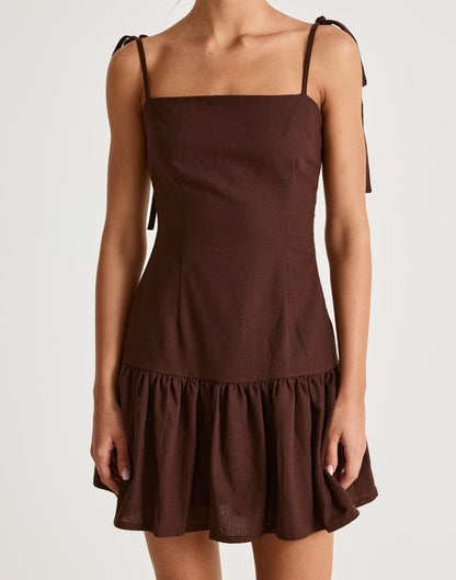 Hazel Mini Dress (Chocolate)