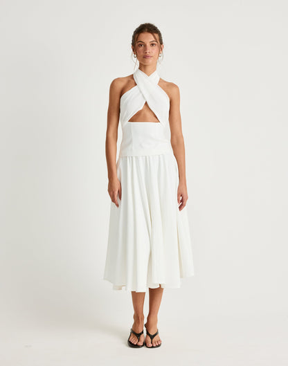 Sara Midi Skirt (Off White)