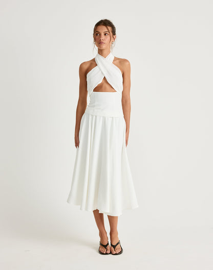 Sara Midi Skirt (Off White)