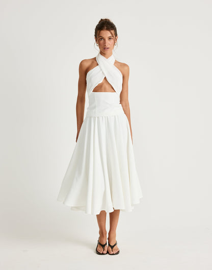 Sara Midi Skirt (Off White)