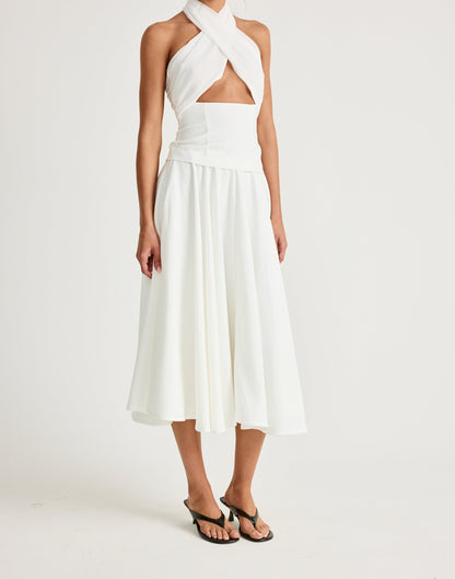 Sara Midi Skirt (Off White)