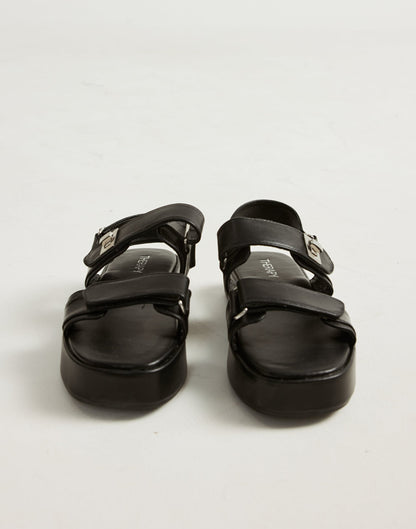 Revive Sandals (Black Smooth PU) - By Therapy