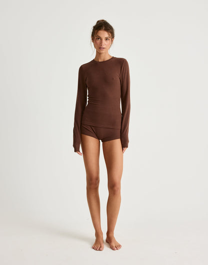 Cali Long Sleeve Top (Chocolate)