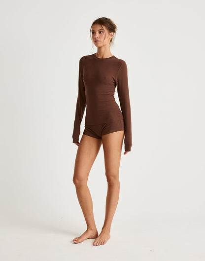 Cali Long Sleeve Top (Chocolate)