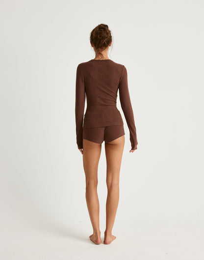 Cali Long Sleeve Top (Chocolate)