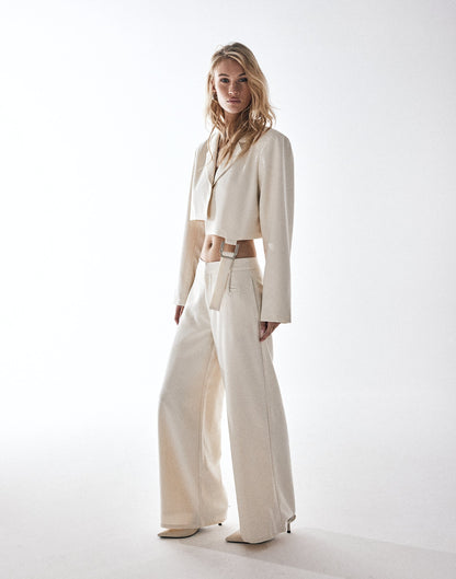 Reed Cropped Blazer (Oat)