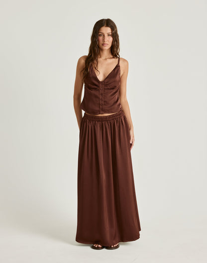 Enzo Maxi Skirt (Chocolate)