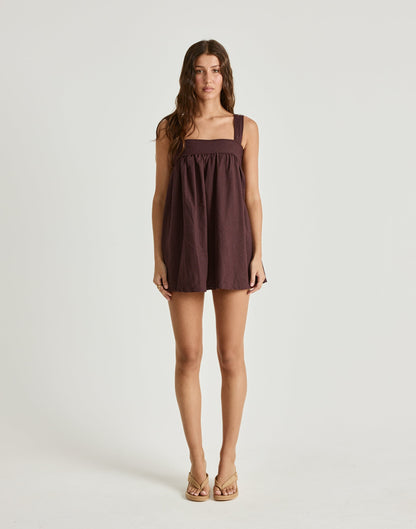 Sutton Mini Dress (Dark Mahogany)